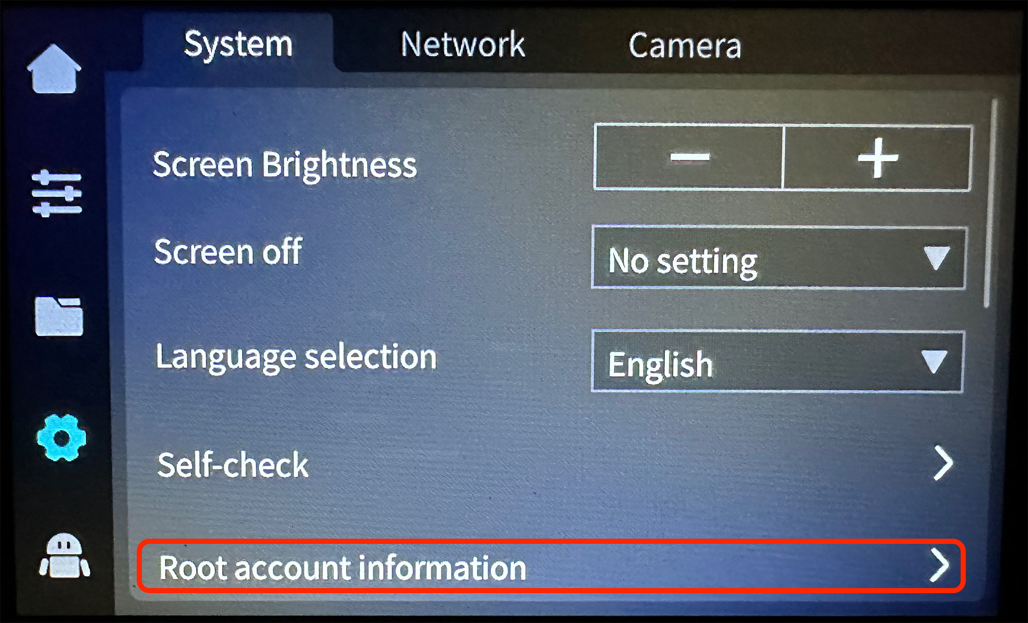 Root account information